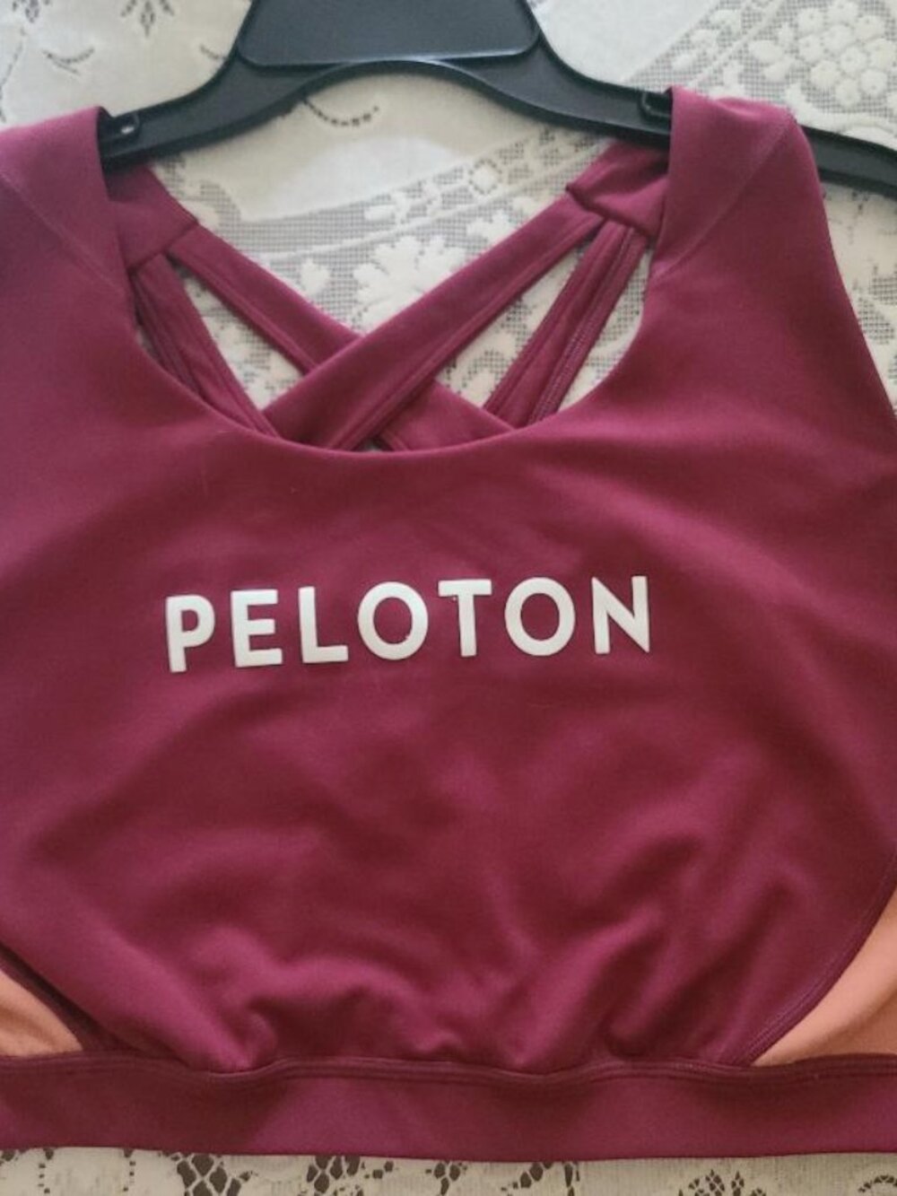 Peloton Move Mission Burgundy/Peach Strappy Sports Bra Women’s Plus Size 3X